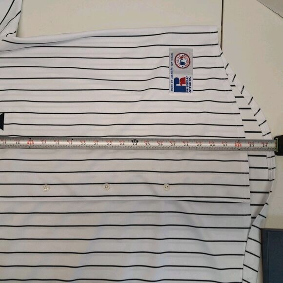 Vintage Russell Athletic New York Yankees Baseball Jersey Men’ 2XL Black Striped - Picture 7 of 7